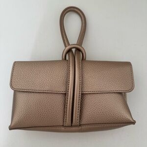 Chanteceille Gold Metallic Faux Leather Cosmetic Mini Bag